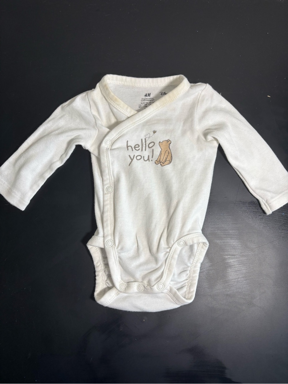 H&M Cream One-Piece Bodysuit with Bear 'hello you' Print